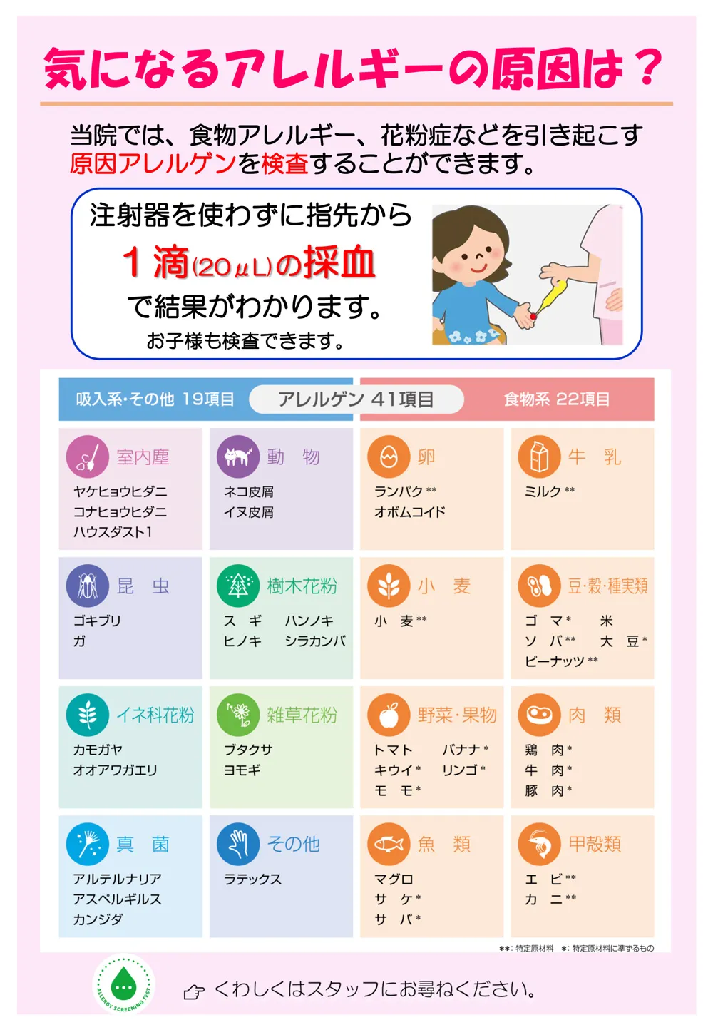 アレルゲン検査について
